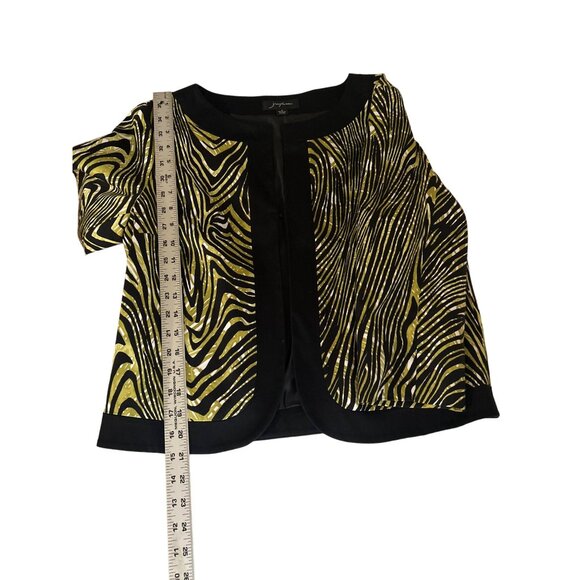 Josephine Women's Size 8 Zebra-Print Jacket - Black & Green 3/4 Sleeve - Picture 7 of 7